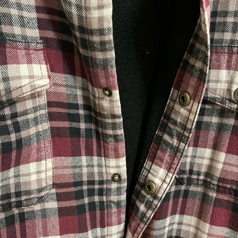 Croft & Barrow mens flannel shirt shacket XL fleece lined plaid outdoor warm
